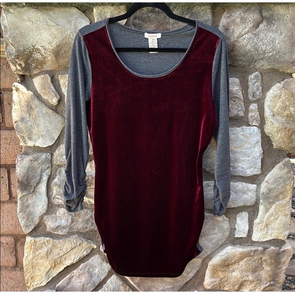 Sundance Velvet Tunic Top Long Sleeve Size Medium Scoop Neck  Boho